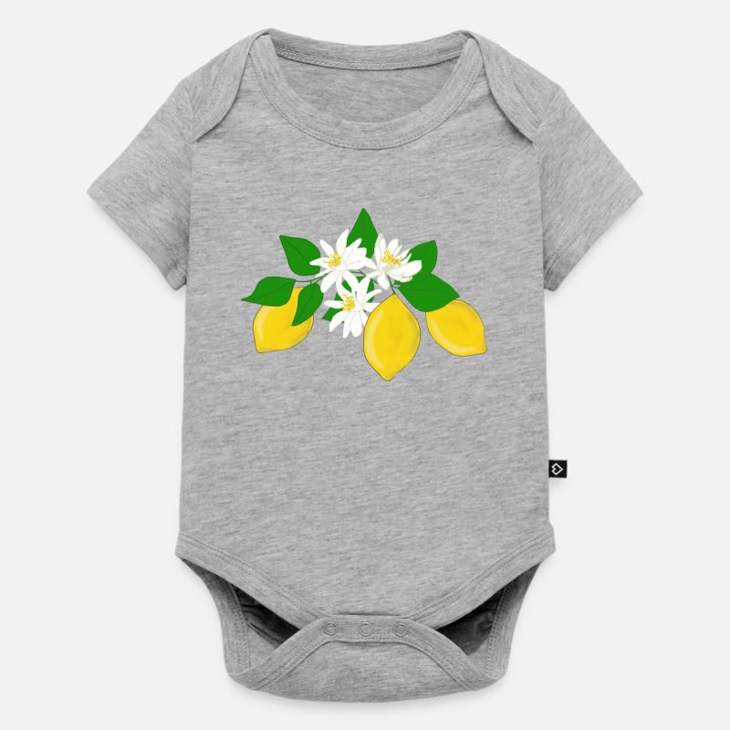 Citrons, fleurs de citron - Body à manches courtes Premium Bébé - gris chiné
