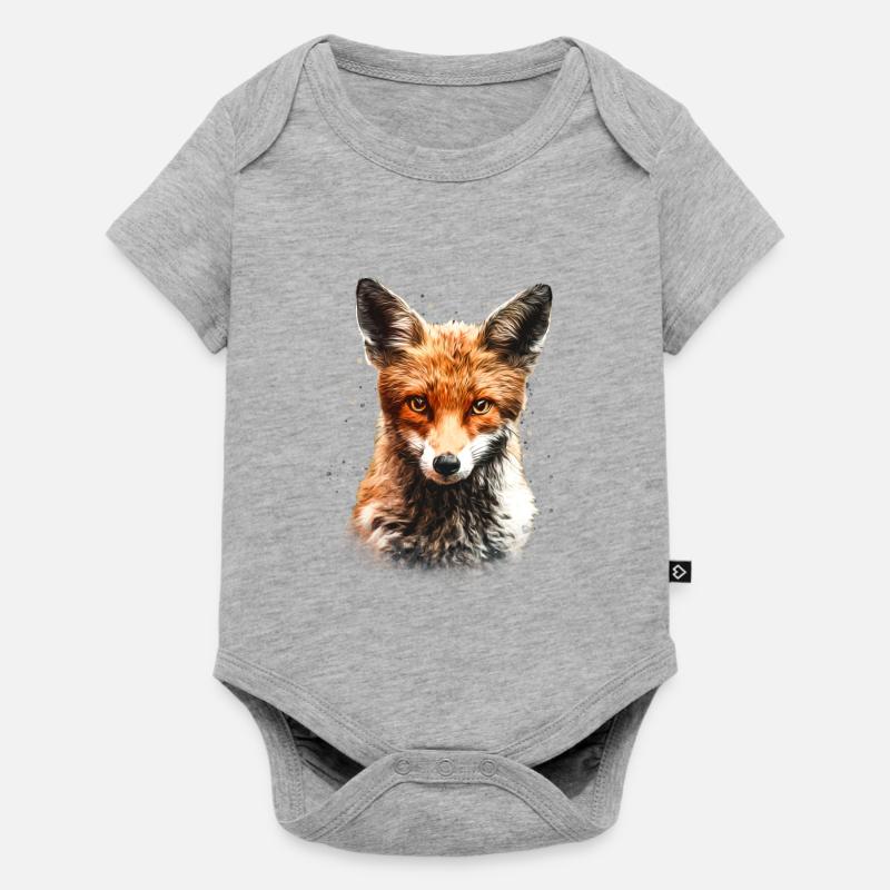 Fuchs mit Farbklecksen - Baby Premium Kurzarmbody - Grau meliert