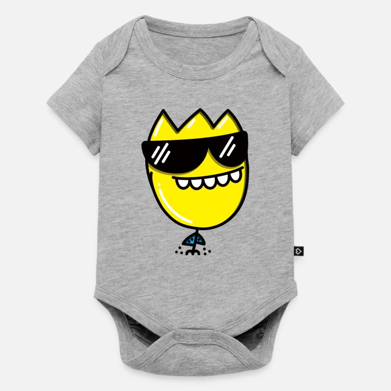Fleur avec lunettes de soleil - Body à manches courtes Premium Bébé - gris chiné