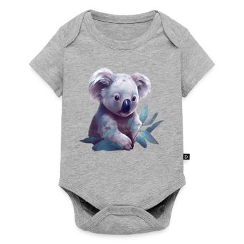 Cute koala with eucalyptus leaf - Baby Premium short-sleeve bodysuit - heather grey - Front