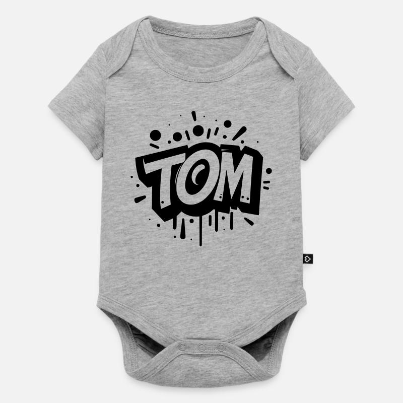 Tom Nom Prénom Graffiti - Body à manches courtes Premium Bébé - gris chiné