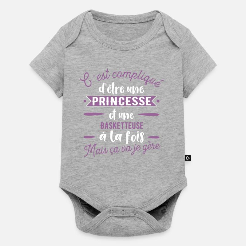 Princesse Basketteuse cadeau métier - Body à manches courtes Premium Bébé - gris chiné