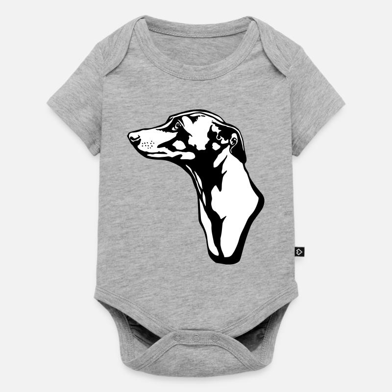 greyhound BACKGROUND - Baby Premium Kurzarmbody - Grau meliert