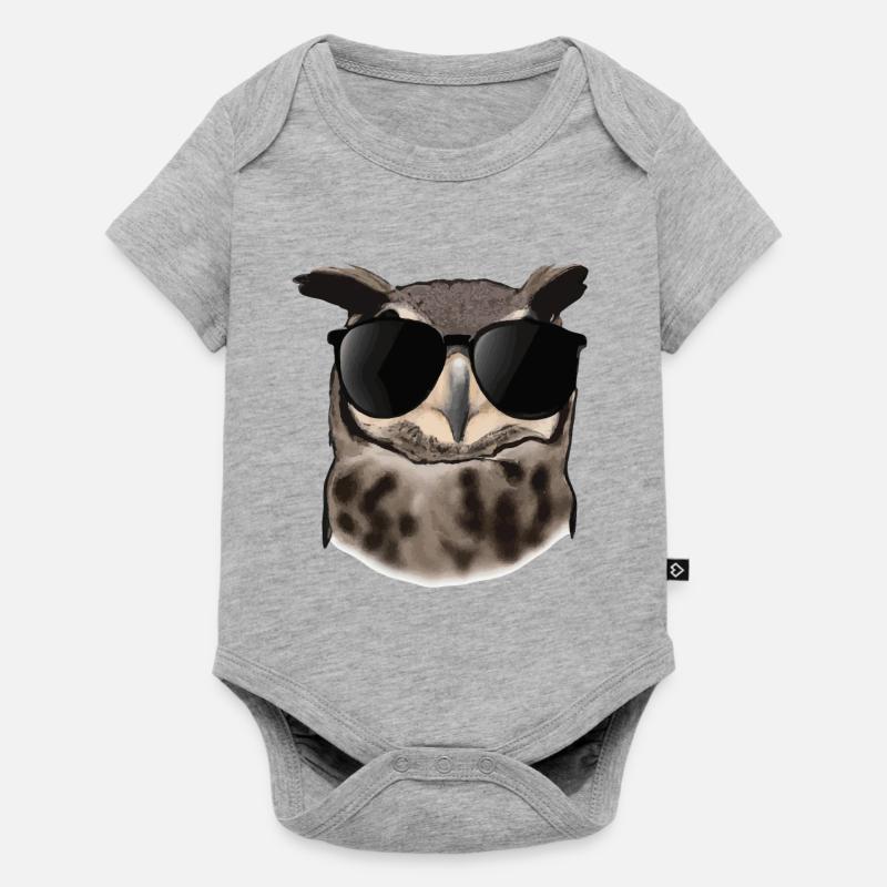 Eule mit Sonnenbrille Geschenkidee - Baby Premium Kurzarmbody - Grau meliert