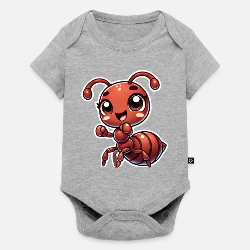 Fourmi heureuse - Body à manches courtes Premium Bébé - gris chiné