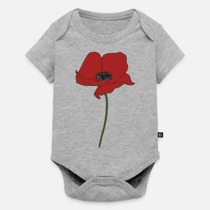 coquelicot - Body à manches courtes Premium Bébé - gris chiné