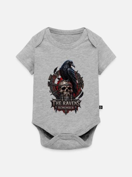 The Ravens Remember – Wikinger Raben Design - Baby Premium Kurzarmbody - Grau meliert