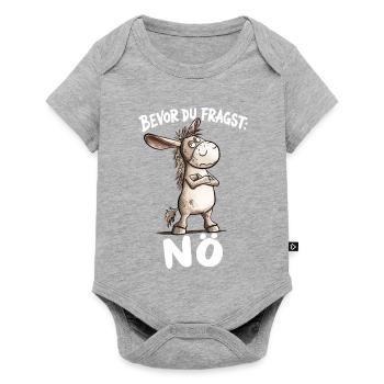 Bevor du fragst Nö Esel Sarkasmus Statement - Baby Premium Kurzarmbody - Grau meliert - Vorne