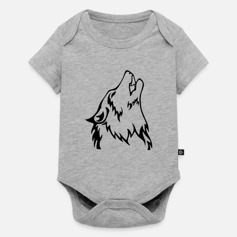 loup hurlant - Body à manches courtes Premium Bébé - gris chiné