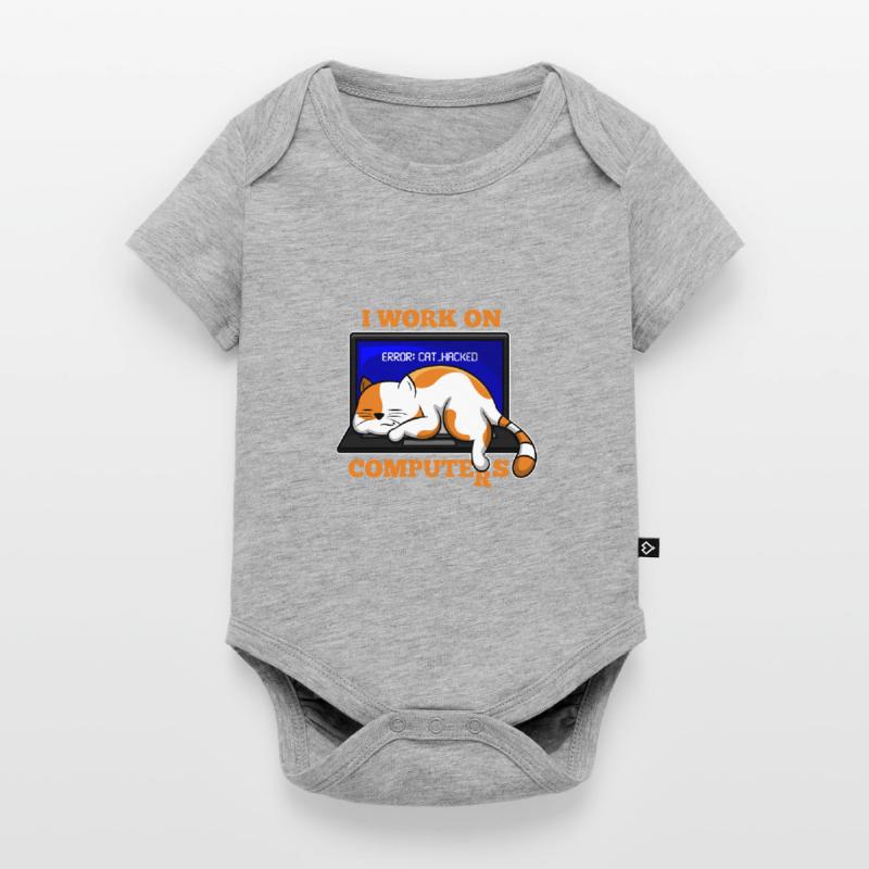 Katze und Computer, die Programmierergeschenk zerhacken Baby Premium Kurzarmbody