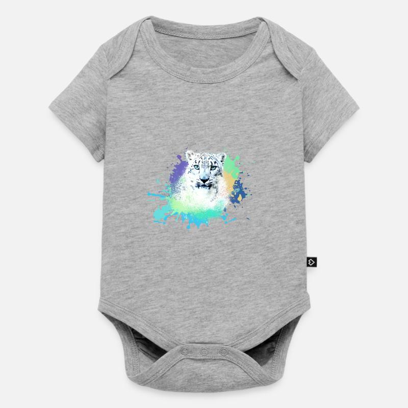 Léopard des neiges,chat,léopard, jaguar,coloré - Body à manches courtes Premium Bébé - gris chiné