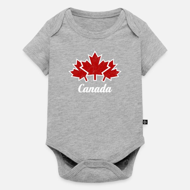 CANADA, CANADA 3 FEUILLES MAPLE UTILISÉES - Body à manches courtes Premium Bébé - gris chiné