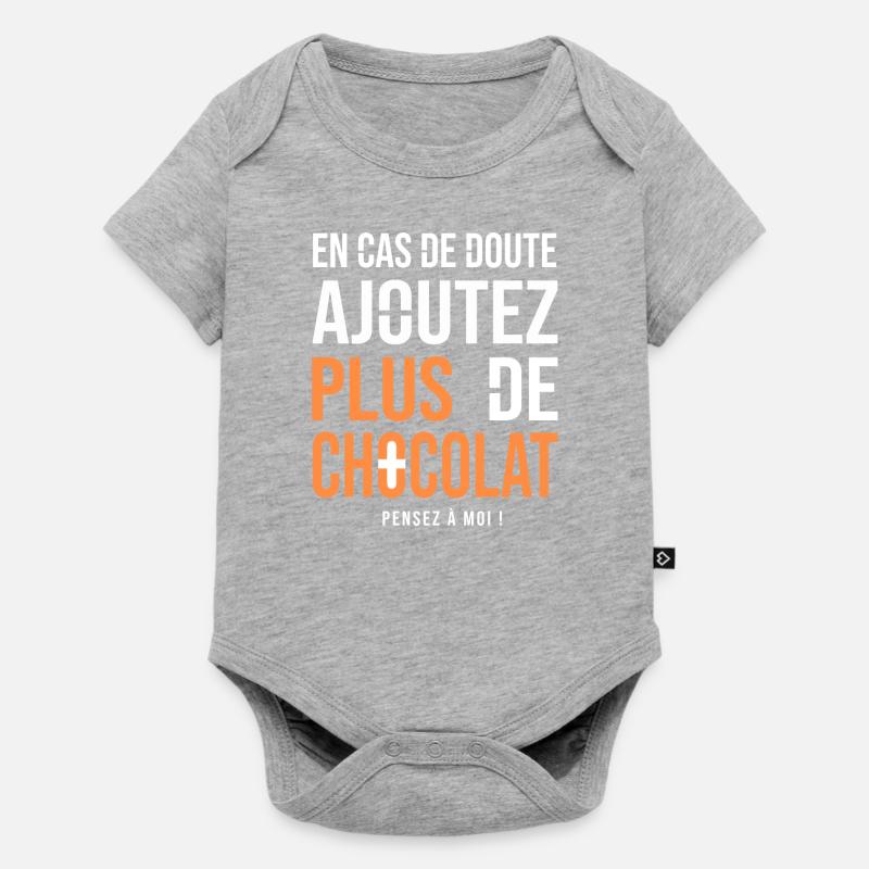 Tshirt Humour chocolat drôle Plus de chocolat - Body à manches courtes Premium Bébé - gris chiné