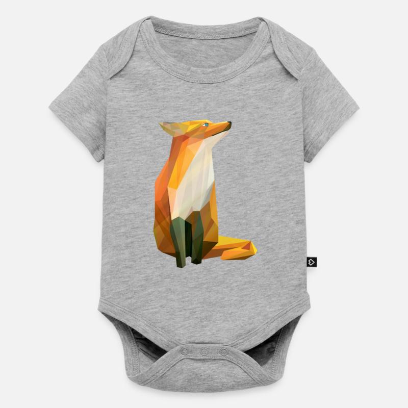 Renard Roux LowPoly - Body à manches courtes Premium Bébé - gris chiné
