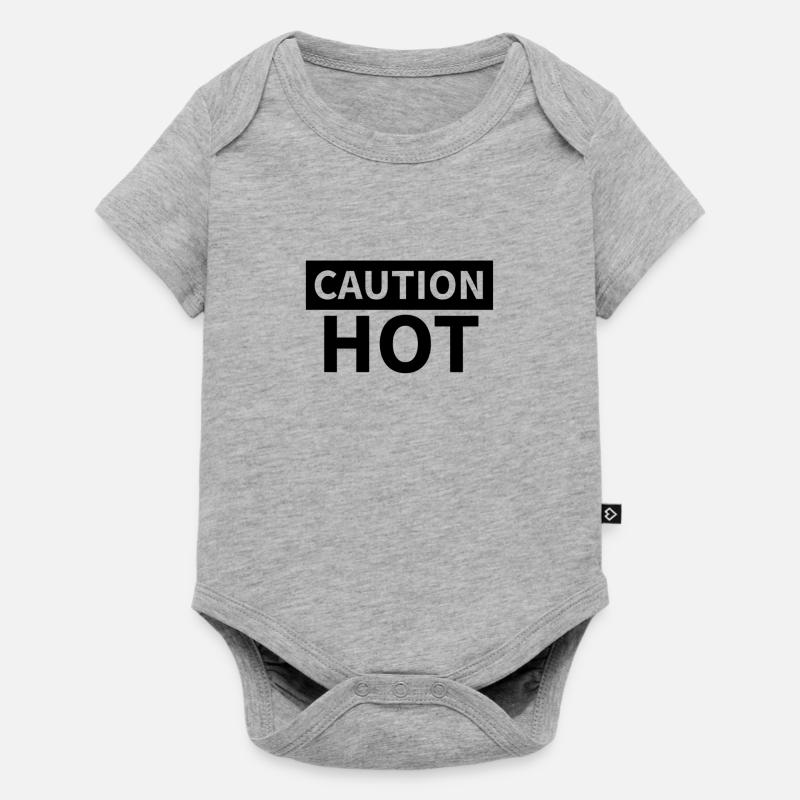 ATTENTION HOT Noir - Body à manches courtes Premium Bébé - gris chiné