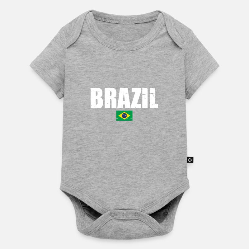 Brésil Brésil Drapeau brésilien - Body à manches courtes Premium Bébé - gris chiné
