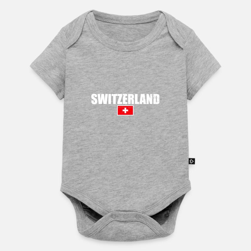 Suisse Vintage Drapeau Suisse - Body à manches courtes Premium Bébé - gris chiné
