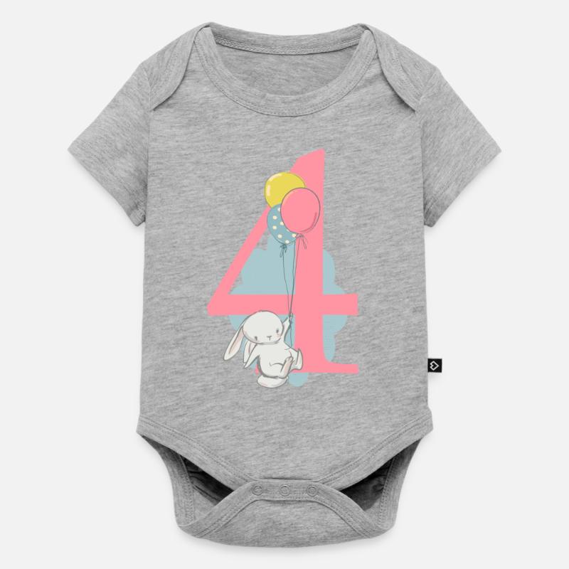 Numéro d'anniversaire 4 Hase - Body à manches courtes Premium Bébé - gris chiné
