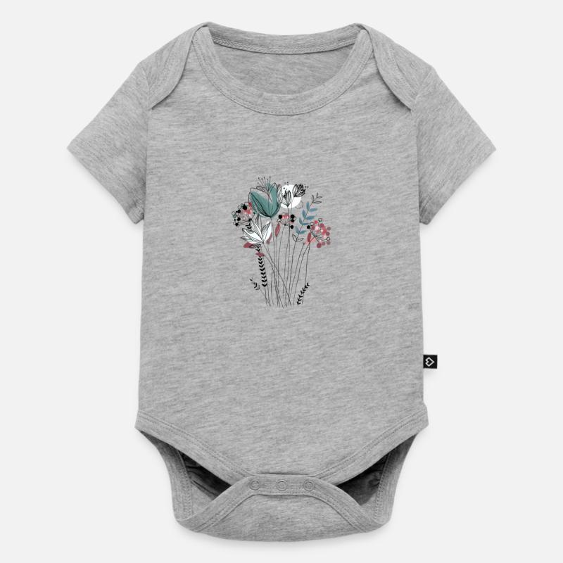 fleurs - Body à manches courtes Premium Bébé - gris chiné