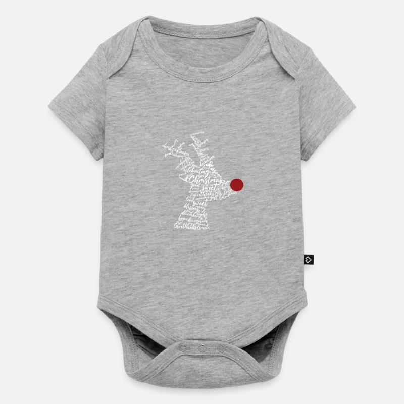 Silhouette de Rudolph de Noël des mots - Body à manches courtes Premium Bébé - gris chiné