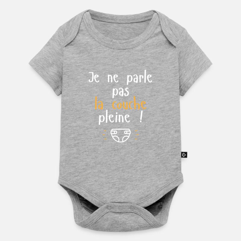 Je ne parle pas la couche pleine - Body à manches courtes Premium Bébé - gris chiné
