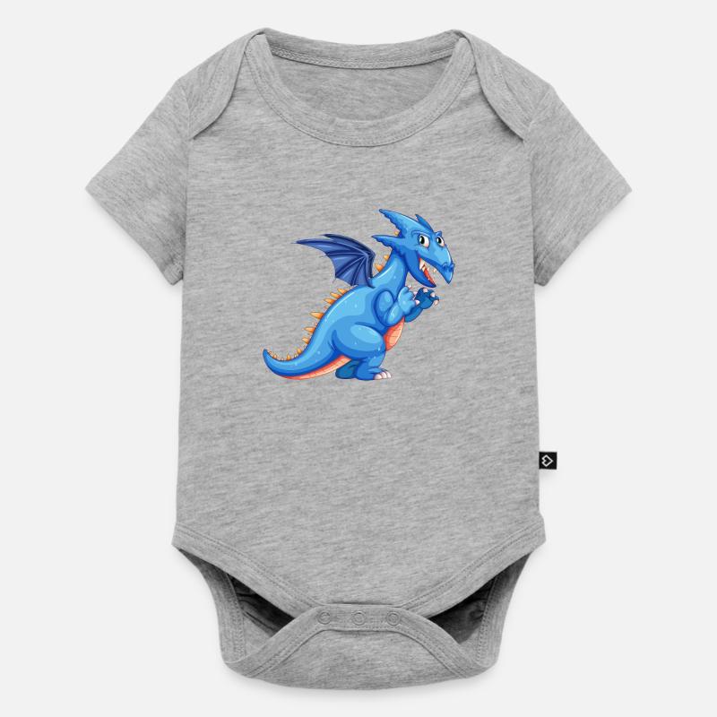 Vilain dragon bleu - Body à manches courtes Premium Bébé - gris chiné