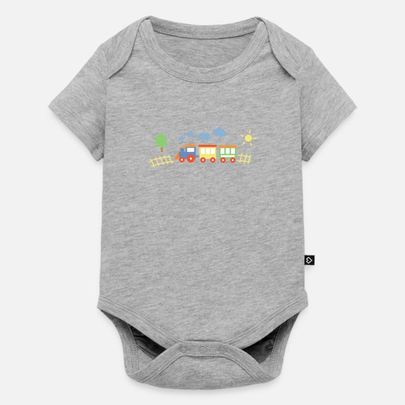 Train avec des wagons - Body à manches courtes Premium Bébé - gris chiné