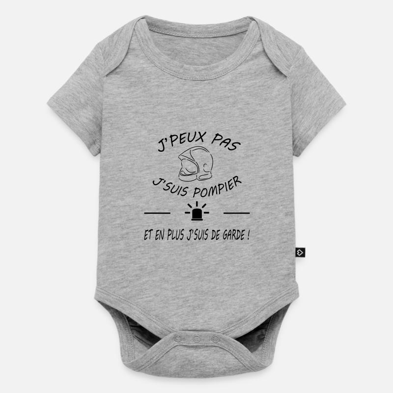 j peux pas j suis pompier - Body à manches courtes Premium Bébé - gris chiné