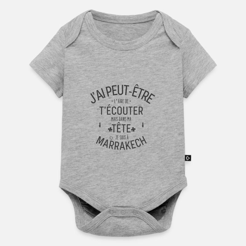 Dans ma Tête je suis à Mararakech - Body à manches courtes Premium Bébé - gris chiné