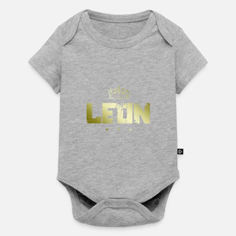 Leon - Baby Premium Kurzarmbody - Grau meliert