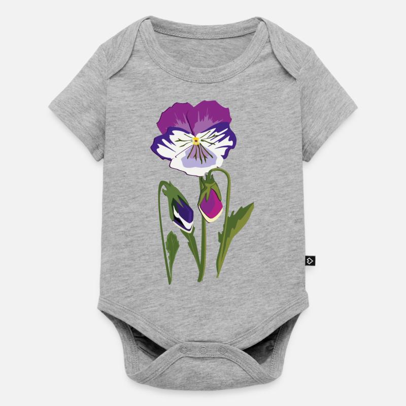 Fleur de violette - Body à manches courtes Premium Bébé - gris chiné