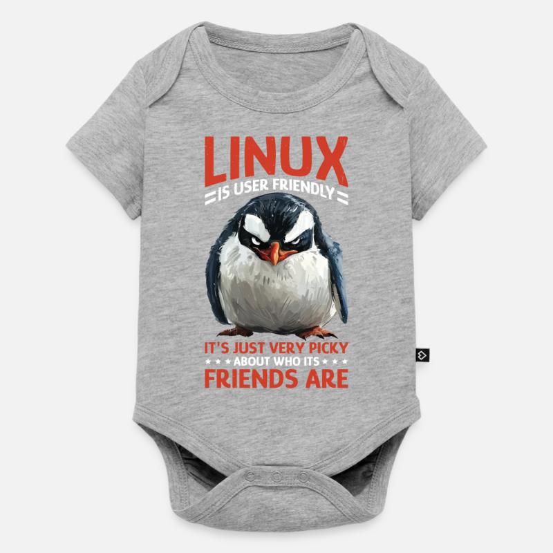 Linux Is User-Friendly Just Picky About Friends - Baby Premium Kurzarmbody - Grau meliert