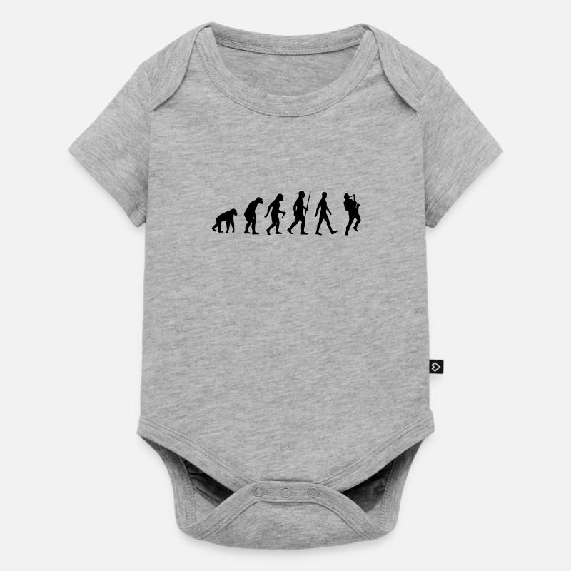 Saxophon, Saxophone, Musik, Instrument, Evolution - Baby Premium Kurzarmbody - Grau meliert