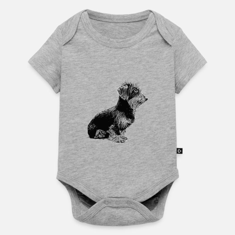 Teckel à poil dur - Chien - Teckel à barbe - Body à manches courtes Premium Bébé - gris chiné