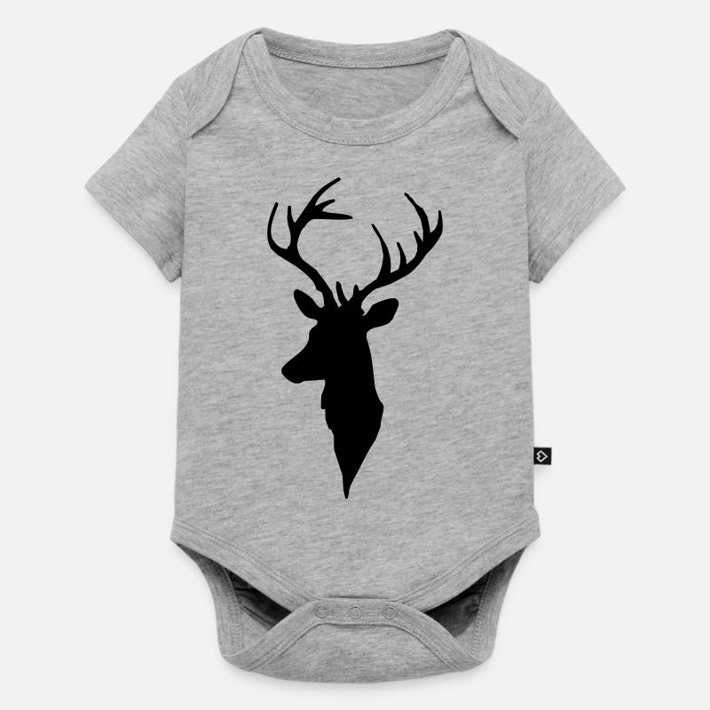 Tête de cerf - Body à manches courtes Premium Bébé - gris chiné