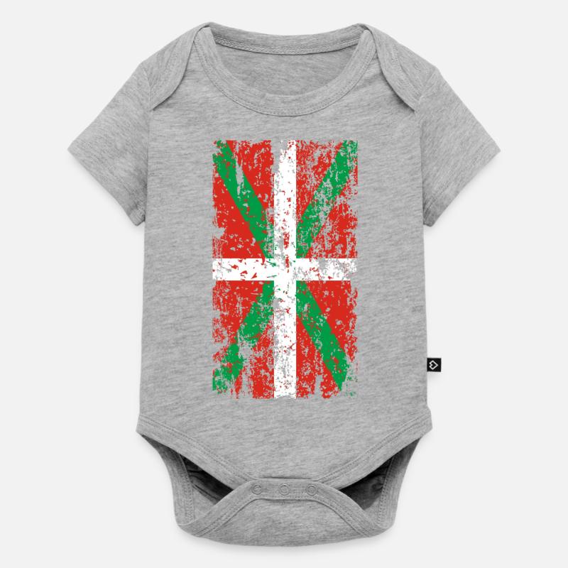 Drapeau Pays Basque usé. Ikurriña. - Body à manches courtes Premium Bébé - gris chiné