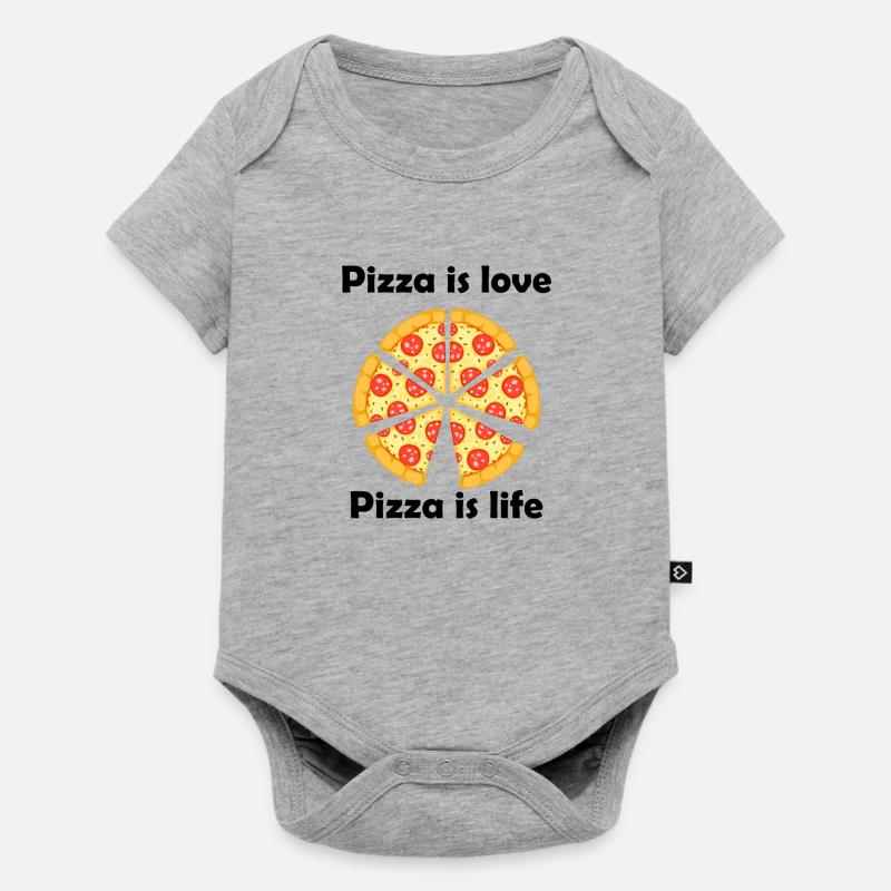 Pizza - Baby Premium Kurzarmbody - Grau meliert