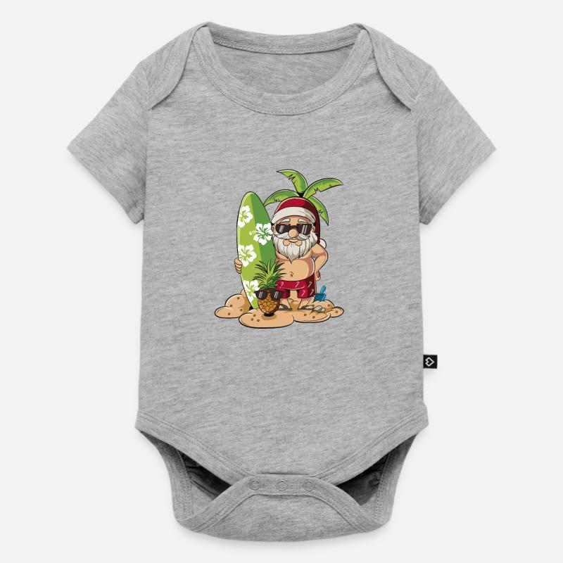 Père Noël dessin animé Noël sur la plage - Body à manches courtes Premium Bébé - gris chiné