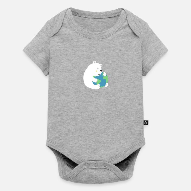 Eisbär umarmt Weltkugel | Earth Day | Mutter Erde - Baby Premium Kurzarmbody - Grau meliert