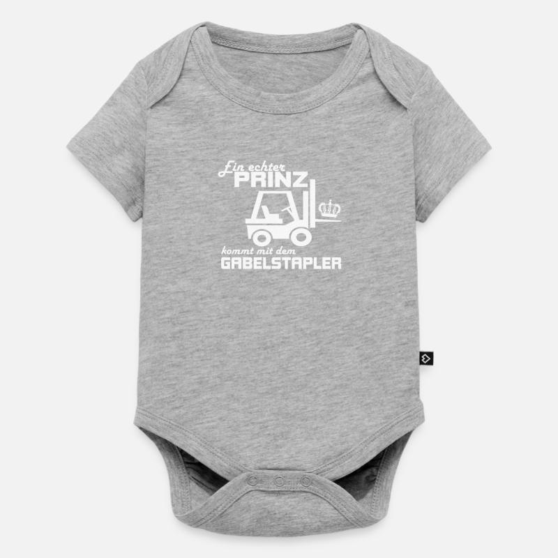 Ein echter Prinz kommt mit dem Gabelstapler - Baby Premium Kurzarmbody - Grau meliert