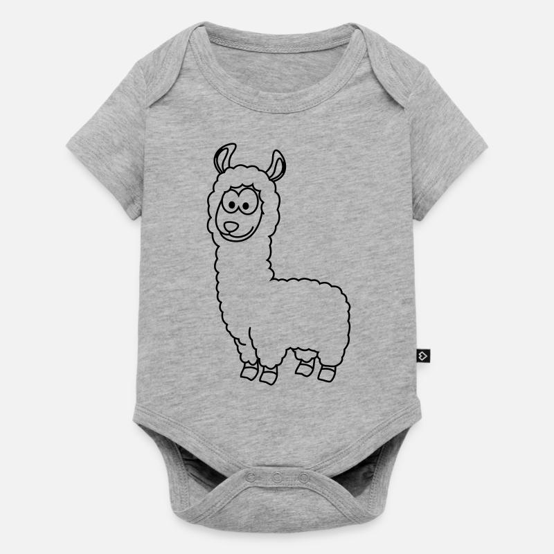 Alpaka Comic Tier - Baby Premium Kurzarmbody - Grau meliert