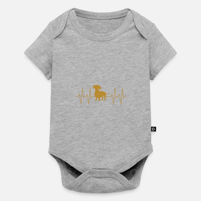 Teckel Teckel avec ligne de cœur mon teckel - Body à manches courtes Premium Bébé - gris chiné