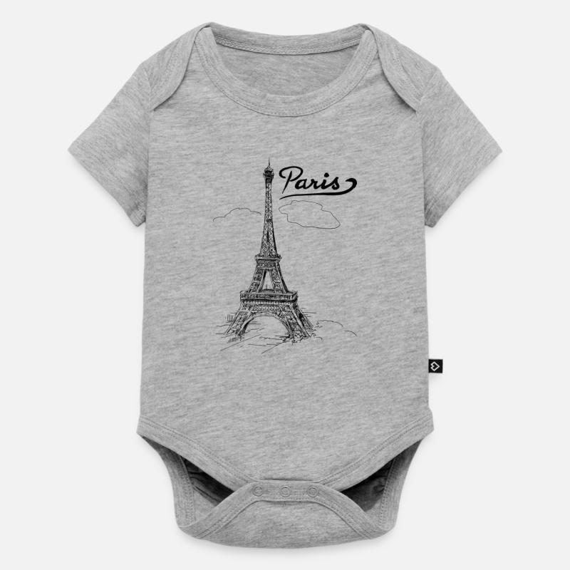 Paris et sa Tour Eiffel - Body à manches courtes Premium Bébé - gris chiné