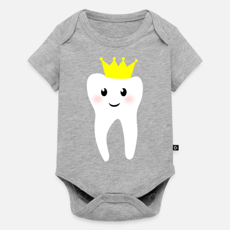 Dent avec couronne - Body à manches courtes Premium Bébé - gris chiné