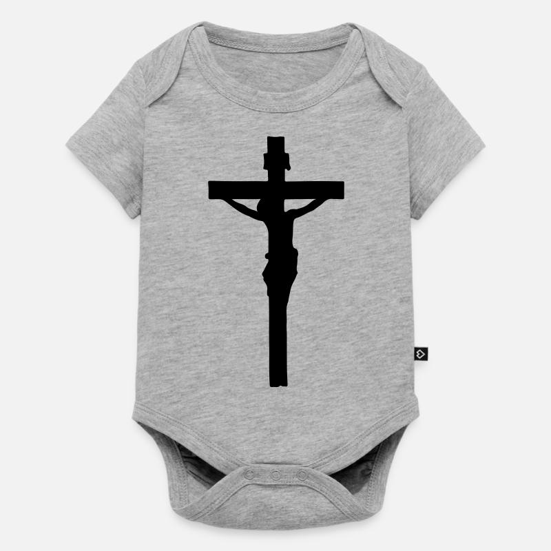 Croix Jésus - Body à manches courtes Premium Bébé - gris chiné