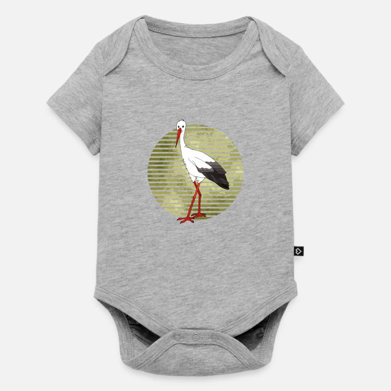 cigogne - Body à manches courtes Premium Bébé - gris chiné