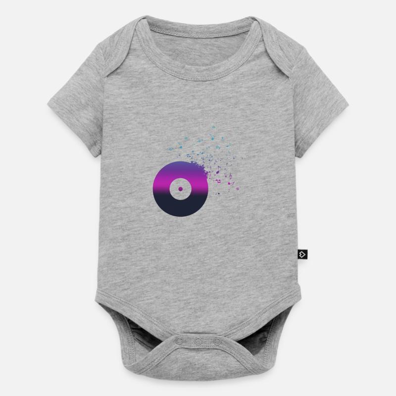Notes de musique de disque vinyle VINYLE - Body à manches courtes Premium Bébé - gris chiné