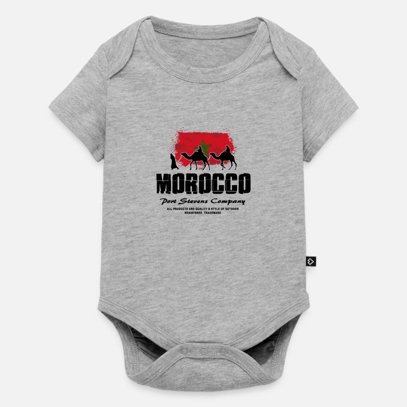 Morocco - Camel & Flag - Baby Premium Kurzarmbody - Grau meliert