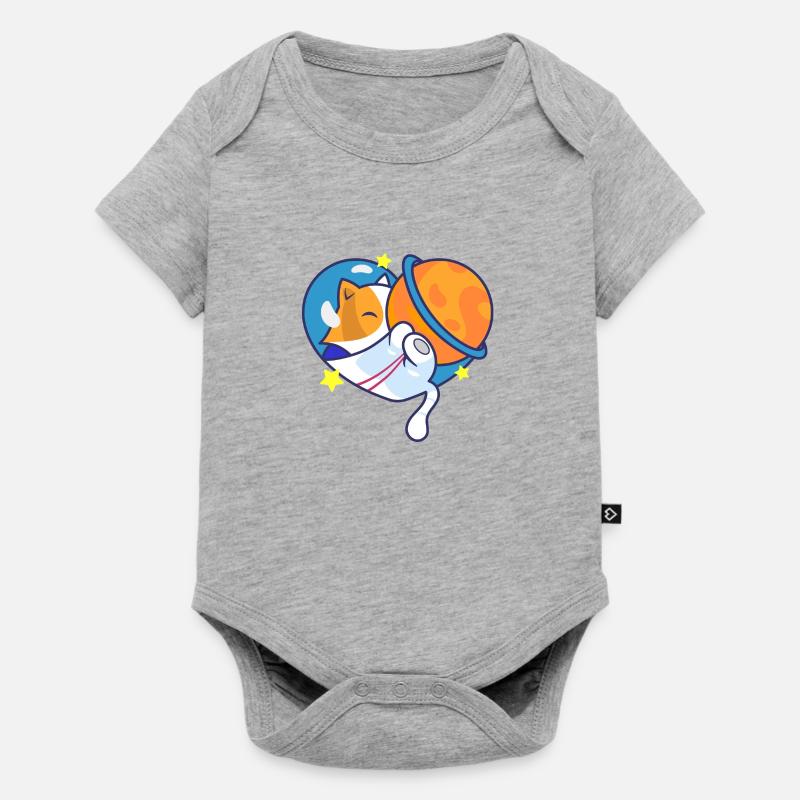Le chat dans l’univers - Body à manches courtes Premium Bébé - gris chiné