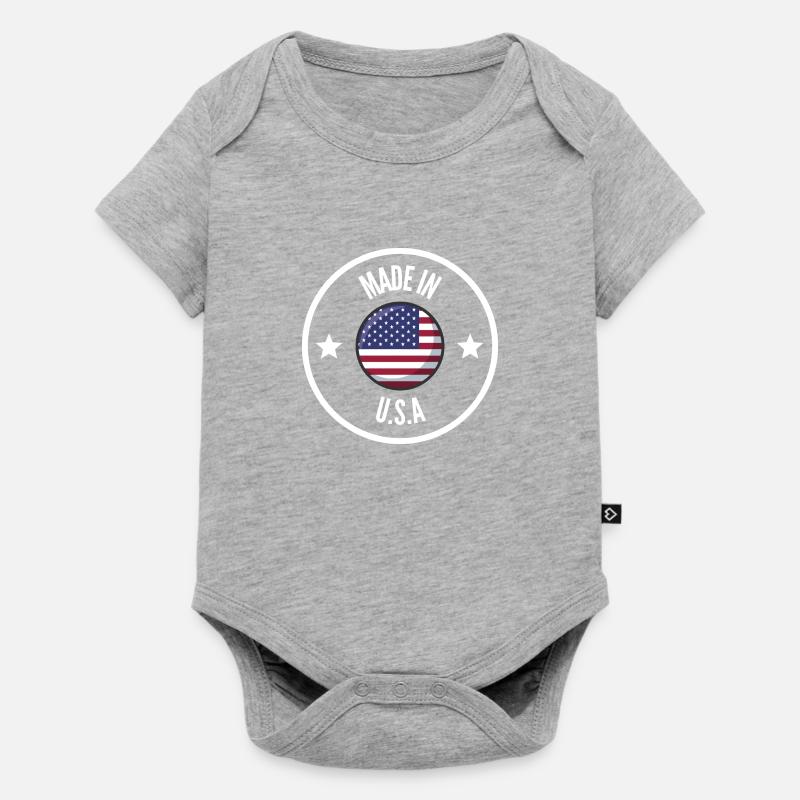 MADE IN USA White - Body à manches courtes Premium Bébé - gris chiné